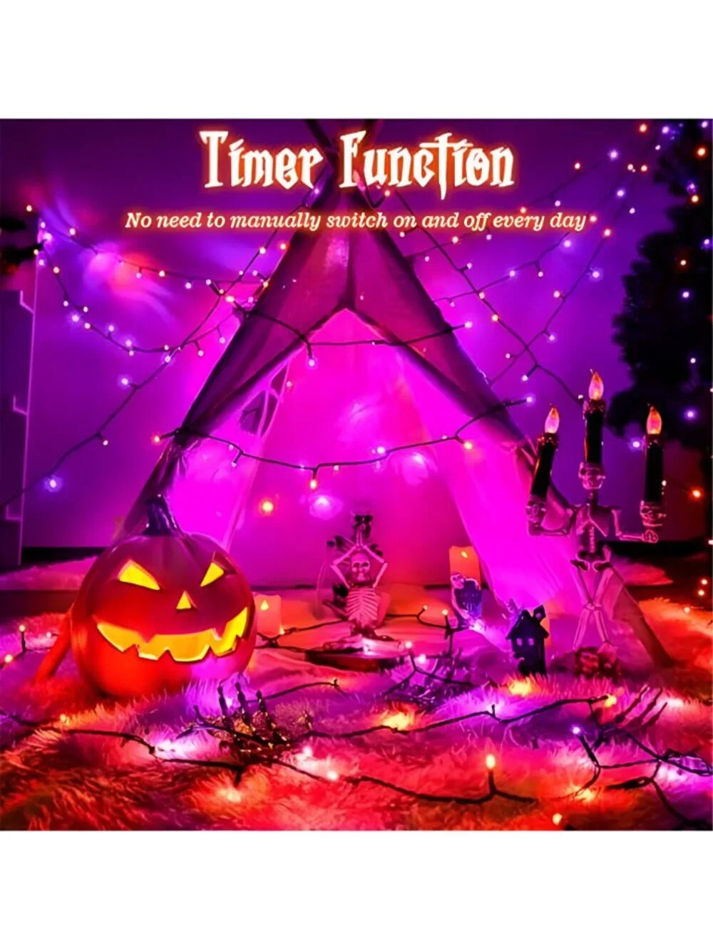 Halloween Lights String Total 100LED Battery Operated Outdoor 8 Modes with